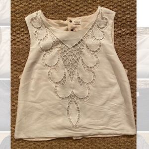 Off-White Sleeveless Top with Back Cut-Out